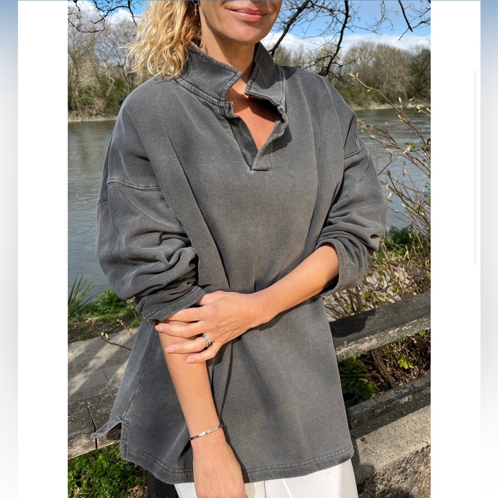Sloppy Joe Black Wash Collared Sweatshirt